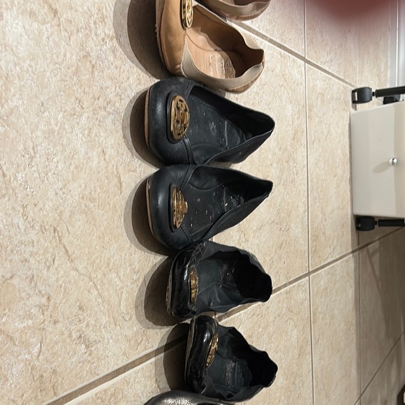 Tory Burch Black and Tan Flats and one wedge project shoes